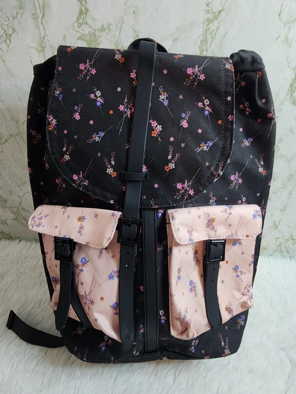 Black and Floral Backpack